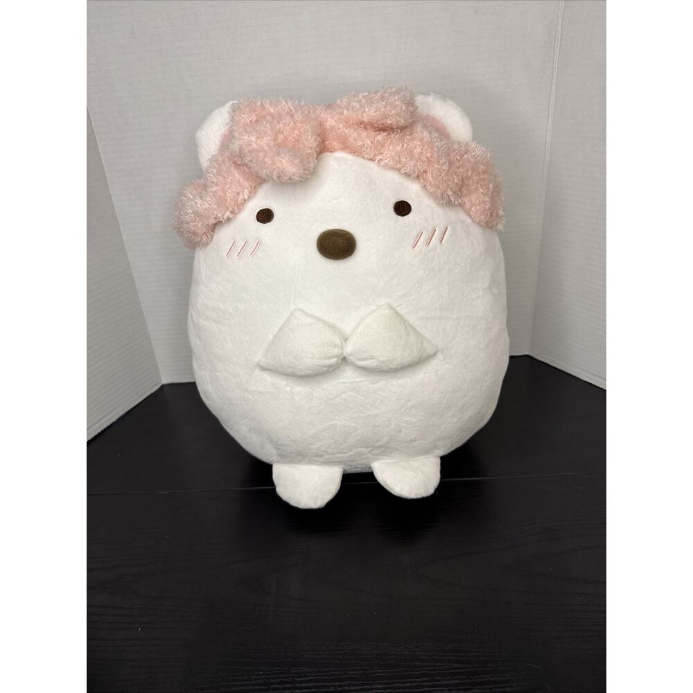 Round 1 Exclusive Sumikko Gurashi Neko Yellow Pajama Bow Plush 14 inch NEW